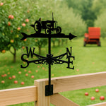 Farm tractor metal weather vane with directional arrows and mounting rod, outdoor roof and garden decoration