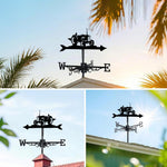 Farm tractor metal weather vane with directional arrows and mounting rod, outdoor roof and garden decoration