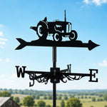 Farm tractor metal weather vane with directional arrows and mounting rod, outdoor roof and garden decoration