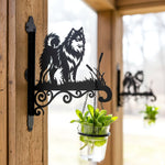 Finnish lapphund metal hanging basket bracket mounted on outdoor wall for plant decoration