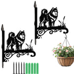 Finnish lapphund metal hanging basket bracket mounted on outdoor wall for plant decoration