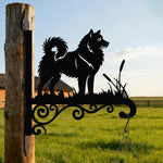 Finnish spitz metal hanging basket bracket mounted on outdoor wall for plant decoration