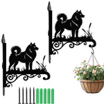Finnish spitz metal hanging basket bracket mounted on outdoor wall for plant decoration