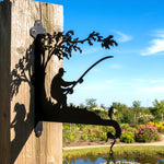 Fisherman fishing metal hanging basket bracket mounted on outdoor wall for plant decoration