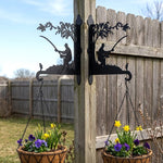 Fisherman fishing metal hanging basket bracket mounted on outdoor wall for plant decoration