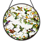 Flock of garden hummingbirds stained glass suncatcher window hanging, suitable for home and garden decoration