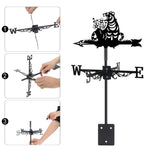 Floral tiger metal weather vane with directional arrows and mounting rod, outdoor roof and garden decoration