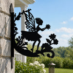 Flower fairy metal hanging basket bracket mounted on outdoor wall for plant decoration