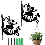 Flower fairy metal hanging basket bracket mounted on outdoor wall for plant decoration