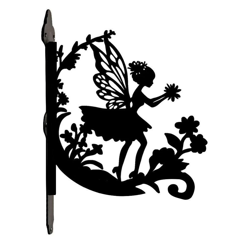 Flower fairy metal hanging basket bracket mounted on outdoor wall for plant decoration