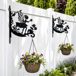 Flower fairy metal hanging basket bracket mounted on outdoor wall for plant decoration