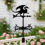 Flying dragon metal weather vane with directional arrows and mounting rod, outdoor roof and garden decoration