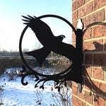 Flying eagle metal hanging basket bracket mounted on outdoor wall for plant decoration