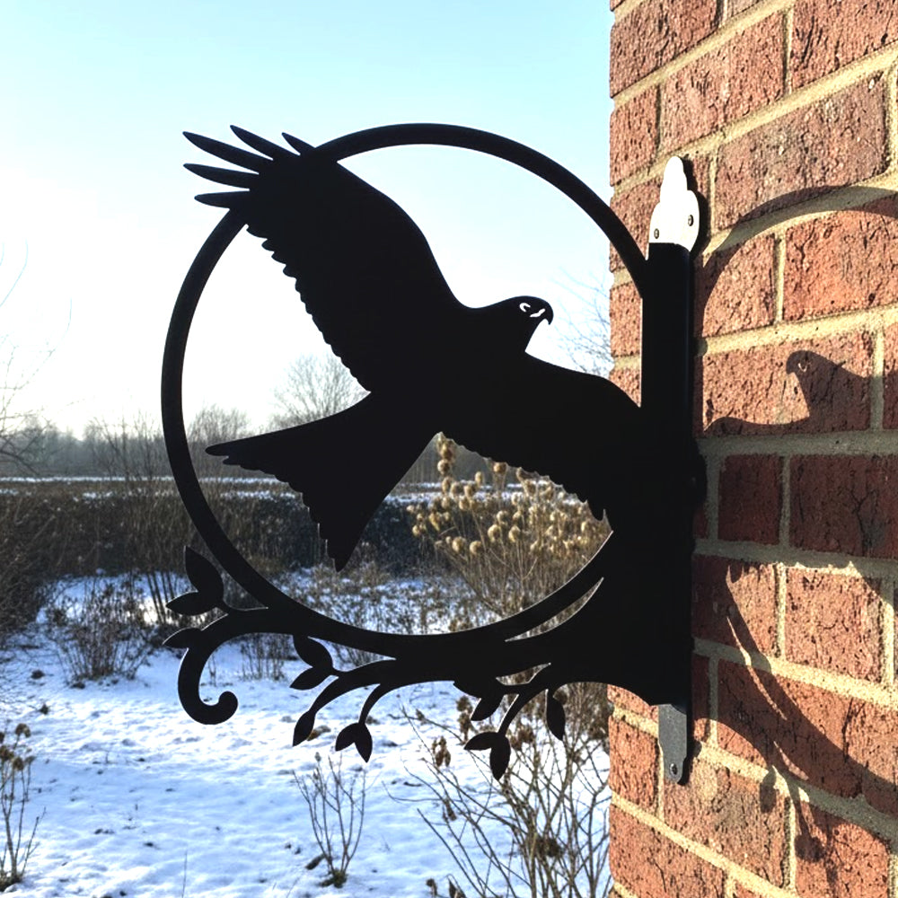 Flying eagle metal hanging basket bracket mounted on outdoor wall for plant decoration