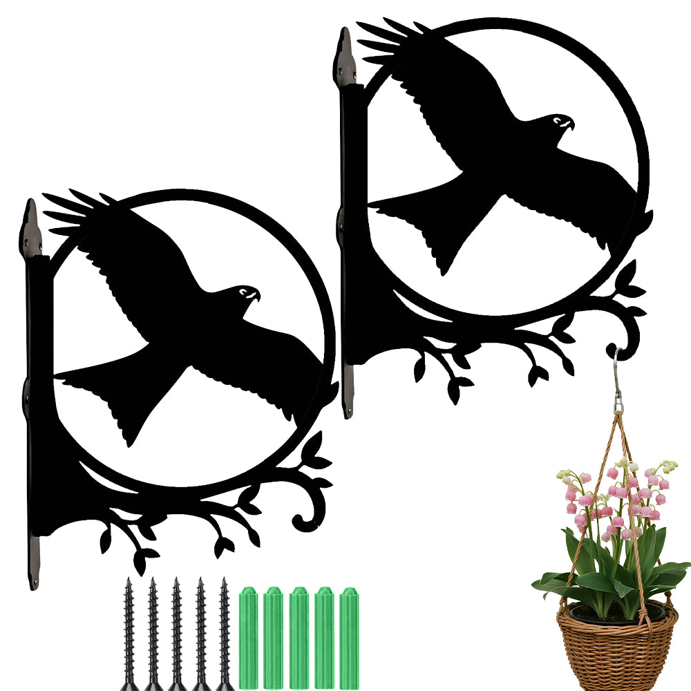 Flying eagle metal hanging basket bracket mounted on outdoor wall for plant decoration