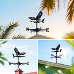 Flying eagle metal weather vane with directional arrows and mounting rod, outdoor roof and garden decoration
