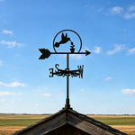 Flying hummingbird metal weather vane with directional arrows and mounting rod, outdoor roof and garden decoration