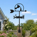 Flying hummingbird metal weather vane with directional arrows and mounting rod, outdoor roof and garden decoration