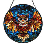 Flying owl stained glass suncatcher window hanging, suitable for home and garden decoration