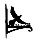 Flying raven metal hanging basket bracket mounted on outdoor wall for plant decoration