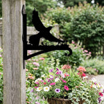 Flying raven metal hanging basket bracket mounted on outdoor wall for plant decoration