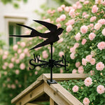 Flying swallow metal weather vane with directional arrows and mounting rod, outdoor roof and garden decoration