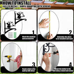 Flying witch and bats metal hanging basket bracket mounted on outdoor wall for plant decoration