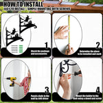 Flying witch and castle metal hanging basket bracket mounted on outdoor wall for plant decoration