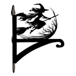 Flying witch and moon metal hanging basket bracket mounted on outdoor wall for plant decoration