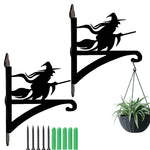 Flying witch metal hanging basket bracket mounted on outdoor wall for plant decoration