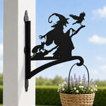 Flying witch metal hanging basket bracket mounted on outdoor wall for plant decoration