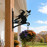 Flying witch metal hanging basket bracket mounted on outdoor wall for plant decoration