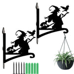 Flying witch metal hanging basket bracket mounted on outdoor wall for plant decoration