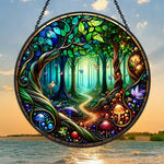 Forest mushroom stained glass suncatcher window hanging, suitable for home and garden decoration