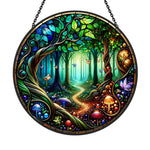 Forest mushroom stained glass suncatcher window hanging, suitable for home and garden decoration