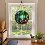 Forest mushroom stained glass suncatcher window hanging, suitable for home and garden decoration