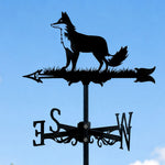 Fox metal weather vane with directional arrows and mounting rod, outdoor roof and garden decoration