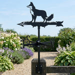 Fox metal weather vane with directional arrows and mounting rod, outdoor roof and garden decoration