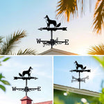 Fox metal weather vane with directional arrows and mounting rod, outdoor roof and garden decoration