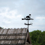 Fox metal weather vane with directional arrows and mounting rod, outdoor roof and garden decoration