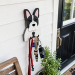 French Bulldog wooden dog wall hook key and leash holder for home entryway organizer