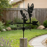 Garden fairies metal weather vane with directional arrows and mounting rod, outdoor roof and garden decoration
