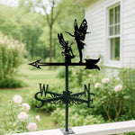 Garden fairies metal weather vane with directional arrows and mounting rod, outdoor roof and garden decoration