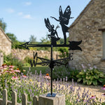 Garden fairies metal weather vane with directional arrows and mounting rod, outdoor roof and garden decoration