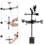 Garden fairies metal weather vane with directional arrows and mounting rod, outdoor roof and garden decoration