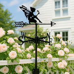 Garden fairy metal weather vane with directional arrows and mounting rod, outdoor roof and garden decoration