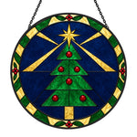Geometric christmas tree stained glass suncatcher window hanging, suitable for home and garden decoration