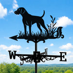 German Shorthaired Pointer metal weather vane with directional arrows and mounting rod, outdoor roof and garden decoration