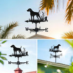 German Shorthaired Pointer metal weather vane with directional arrows and mounting rod, outdoor roof and garden decoration