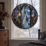 Ghost Bride Halloween stained glass suncatcher window hanging, suitable for home and garden decoration